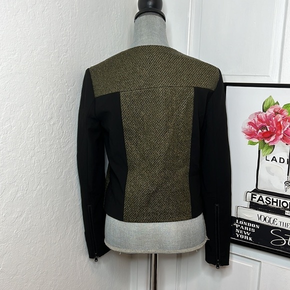 Tibi Olive Green & Black Tweed Blazer Size 4 - Picture 3 of 7